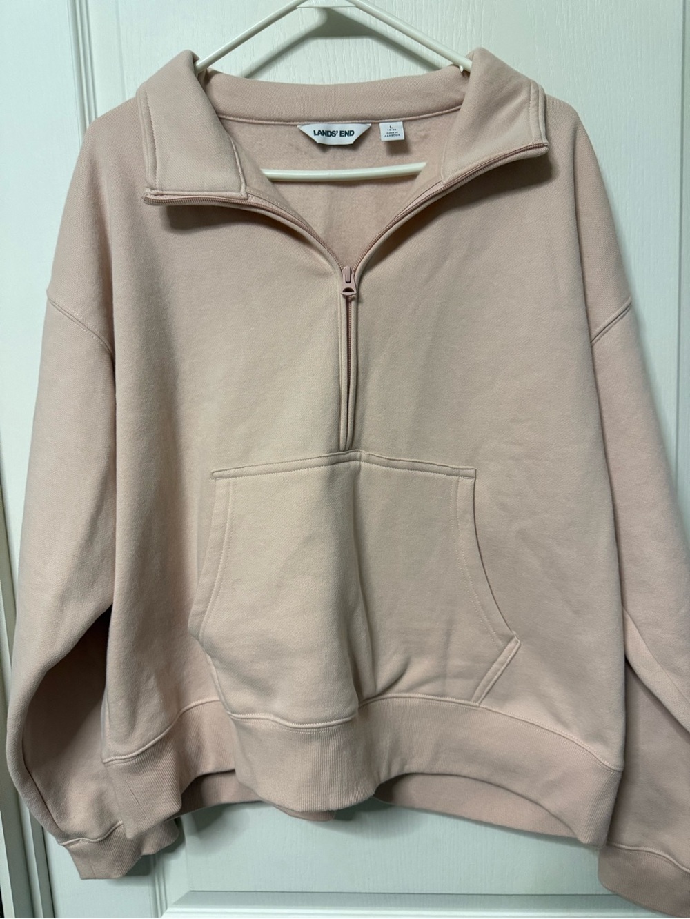 Lands' End Women's Dusty Pink Half-Zip Pullover Sweatshirt